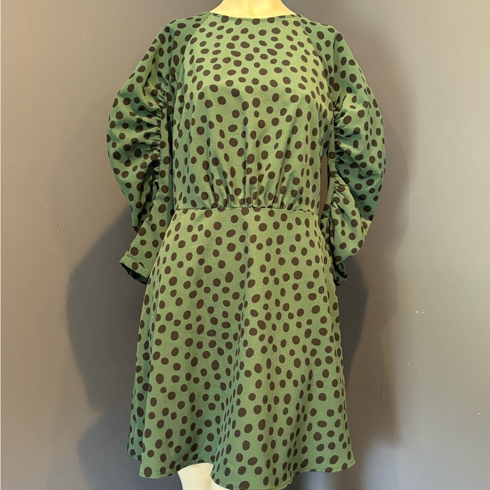 Who What Wear Green Bishop Sleeve Sundress
